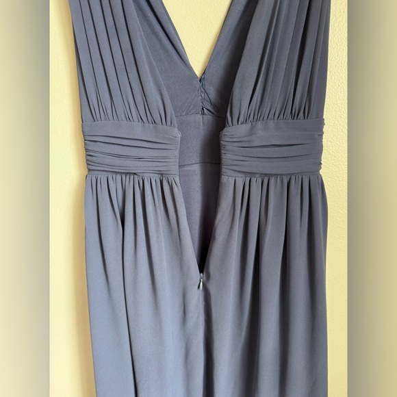 Lulus Maxi Dress Size XXS V-Neck Chiffon Gown Dusty Blue Gray Wedding Bridesmaid - Picture 7 of 16